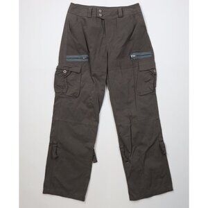 Vintage Y2K Grunge Goth Womens Medium Babydoll Baggy Strap Cargo Pants Gray